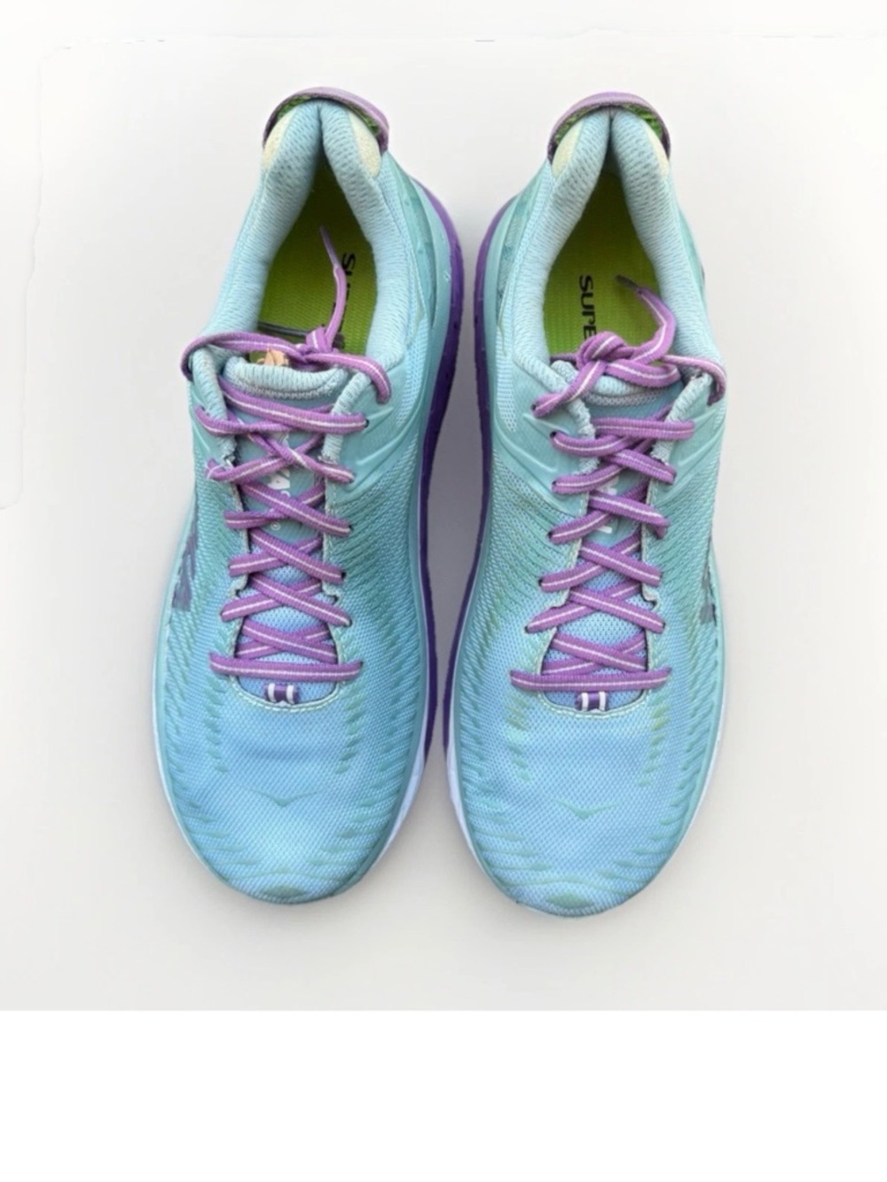 Hoka One One Womens Sz 9.5 Aqua Blue Purple Running Shoes Mesh Athletic Sneakers - Picture 4 of 16